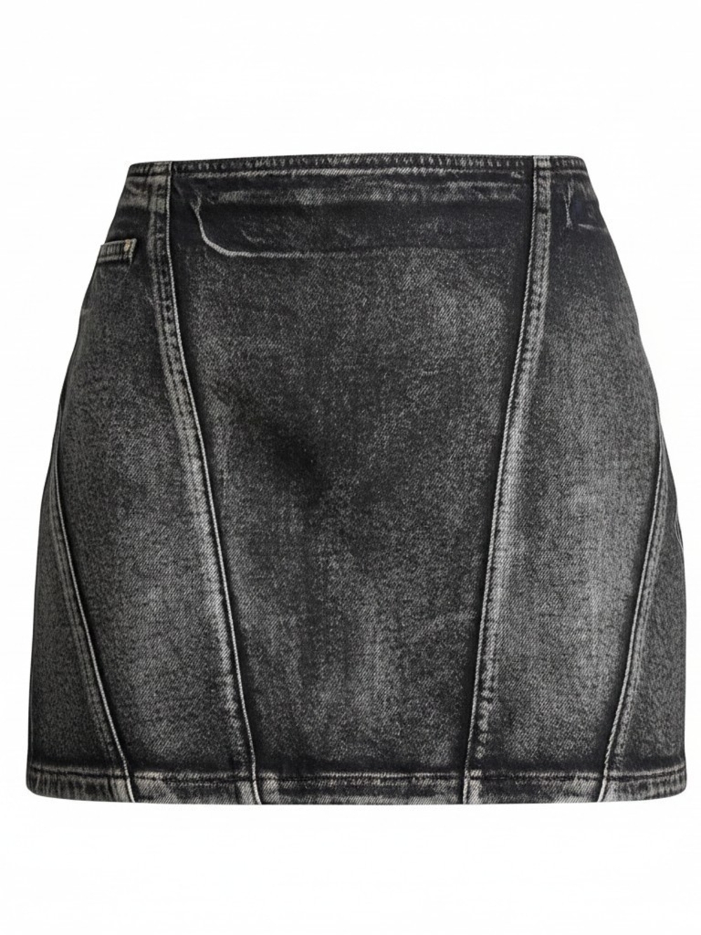 Blank NYC Washed Black Denim Panel Mini Skirt